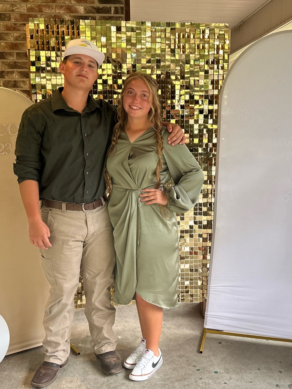 SHEIN Olive Green Twist-Front Midi Dress
